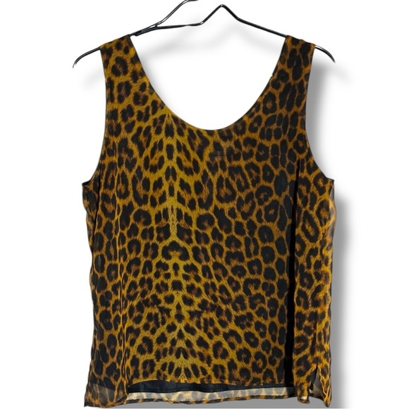 Working Girl Chic Leopard Print Sheer Tan and Black Breathable Flowy Tank Top - Picture 15 of 15